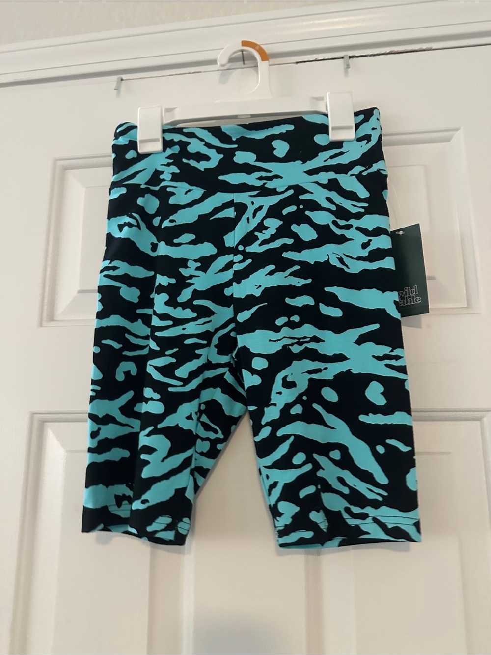 wild fable Aqua and Black Patterned Bike Shorts